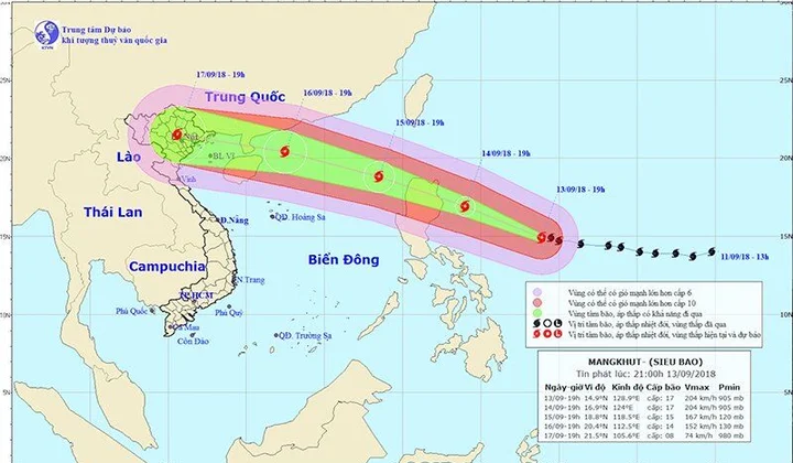 Dự báo thời tiết ngày 14/9: Do ảnh hưởng của bão, gây mưa lớn nhiều nơi