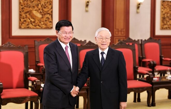 Tổng Bí thư, Chủ tịch nước Nguyễn Phú Trọng tiếp Thủ tướng Lào Thongloun Sisoulith