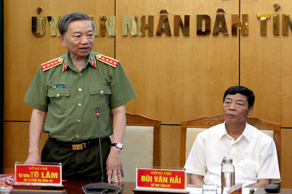 Bộ trưởng Bộ Công an Tô Lâm làm việc tại tỉnh Bắc Giang