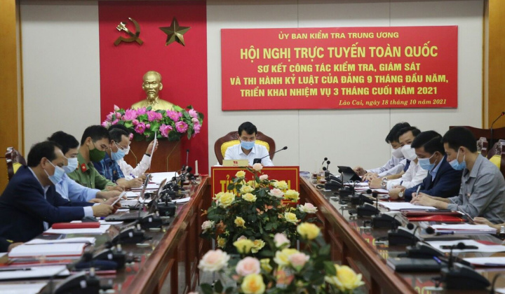 Lào Cai tham gia Hội nghị trực tuyến toàn quốc sơ kết công tác kiểm tra, giám sát và thi hành kỷ luật của Đảng