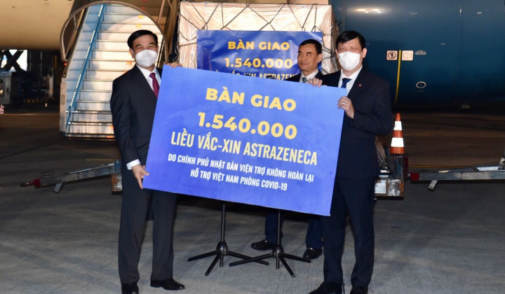 Tiếp nhận 1.540.000 liều vacccine AstraZeneca do Nhật Bản viện trợ