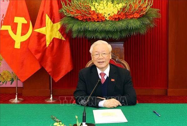 Tổng Bí thư, Chủ tịch nước Nguyễn Phú Trọng điện đàm với Tổng Bí thư, Thủ tướng Lào Thongloun Sisoulith