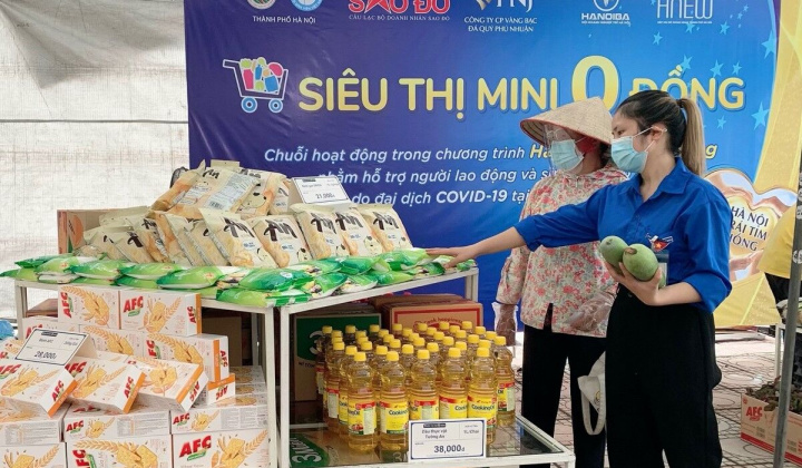  “Siêu thị mini 0 đồng – Hà Nội trái tim hồng” lan tỏa yêu thương trong những ngày giãn cách