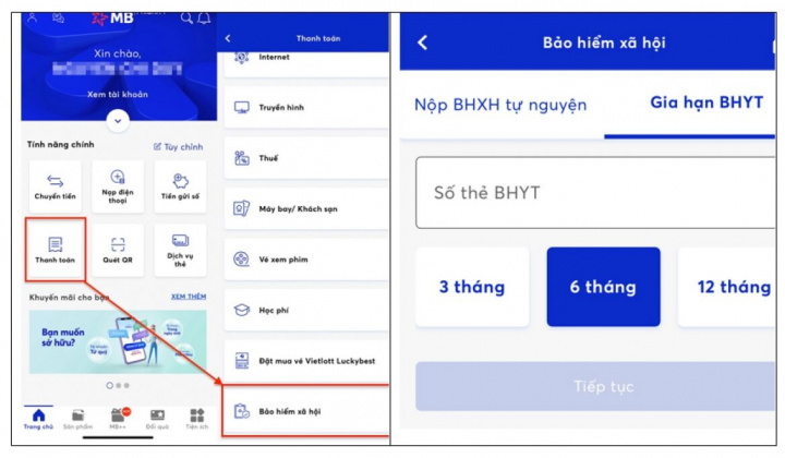 Hướng dẫn đóng tiếp BHXH tự nguyện, gia hạn thẻ BHYT trực tuyến