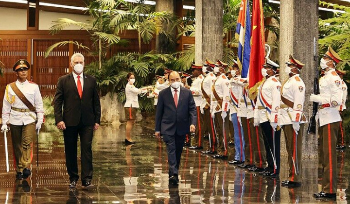 Bí thư Thứ nhất Đảng Cộng sản Cuba chủ trì Lễ đón Chủ tịch nước Nguyễn Xuân Phúc