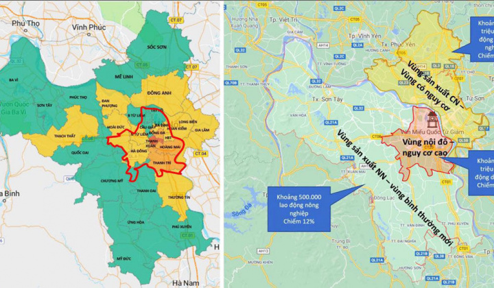 Phương án phân vùng 30 quận, huyện, thị xã của Hà Nội phòng, chống dịch Covid-19 từ ngày 6-9 đến 21-9