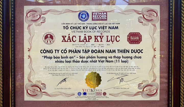 Kỷ lục Guinness Pháp bảo Bình an – Sản phẩm hương và tháp hương chứa nhiều loại thảo dược nhất Việt Nam