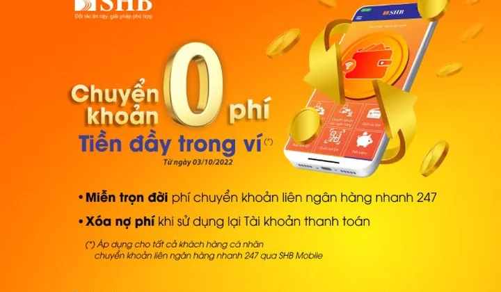 Chuyển khoản không phí – tiền đầy trong ví cùng SHB