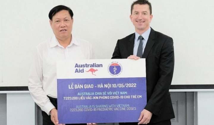 Tiếp nhận hơn 7,2 triệu liều vắc-xin phòng Covid-19 cho trẻ từ 5 đến dưới 12 tuổi do Chính phủ Úc viện trợ