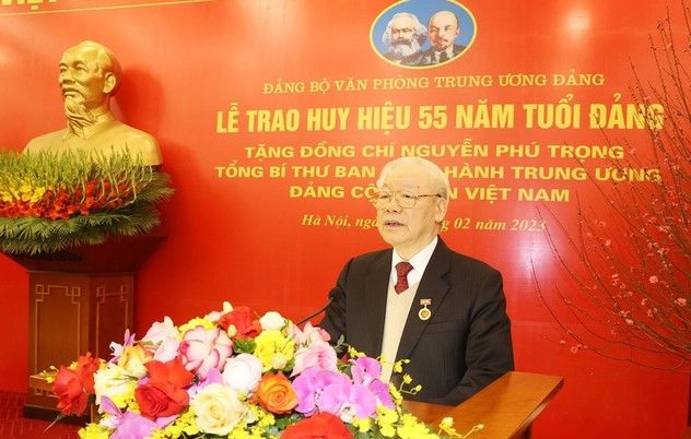 Phát biểu của Tổng Bí thư Nguyễn Phú Trọng tại lễ nhận Huy hiệu 55 năm tuổi Đảng