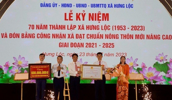 Nghệ An: Xã Hưng Lộc, TP Vinh kỷ niệm 70 năm thành lập và đón Bằng công nhận xã đạt chuẩn Nông thôn mới nâng cao