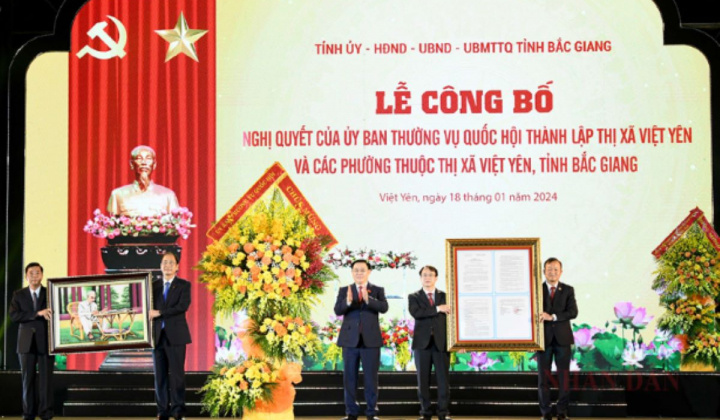 Bắc Giang: Lễ công bố thành lập Thị xã Việt Yên, tiền đề quan trọng để thúc đẩy phát triển kinh tế