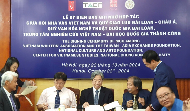 Hội Nhà văn Việt Nam ký biên bản ghi nhớ hợp tác với ba tổ chức văn học và văn hóa của Đài Loan
