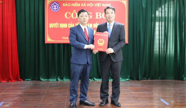 Bổ nhiệm ông Nguyễn Duy Phương làm Giám đốc Bảo hiểm xã hội tỉnh Vĩnh Phúc