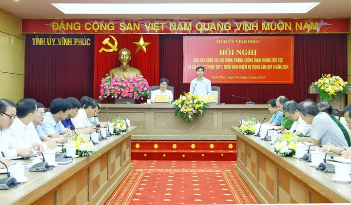 Vĩnh Phúc: Tổ chức Hội nghị giao ban công tác nội chính quý I và triển khai nhiệm vụ quý II/2024