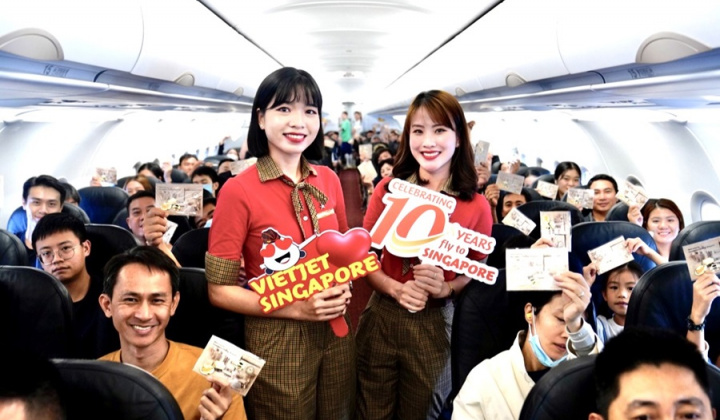Mừng kỷ niệm “chuyến bay nụ cười” đến Singapore, Vietjet tặng 10.000 vé bay chỉ từ 0 đồng