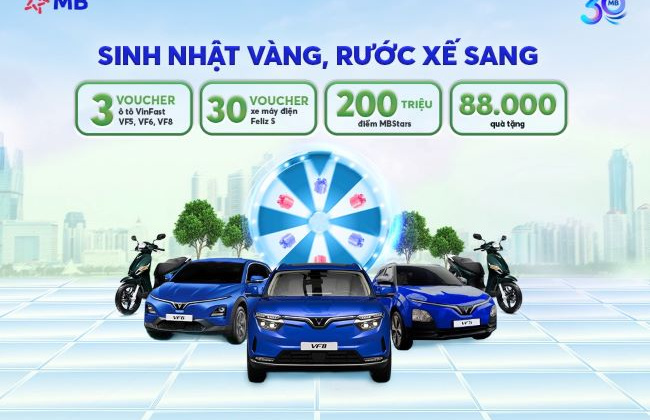 MB triển khai chương trình gửi tiền “Sinh nhật vàng – Rước xế sang”, trị giá lên đến 12 tỷ đồng