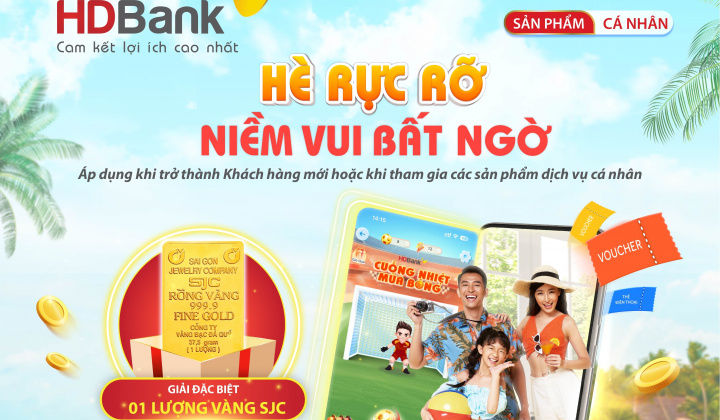 HDBank thưởng vàng SJC cho khách hàng sử dụng dịch vụ