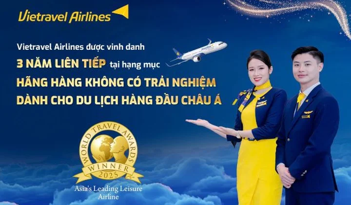 Vietravel Airlines được vinh danh Hãng hàng không có trải nghiệm dành cho du lịch hàng đầu Châu Á năm 2025