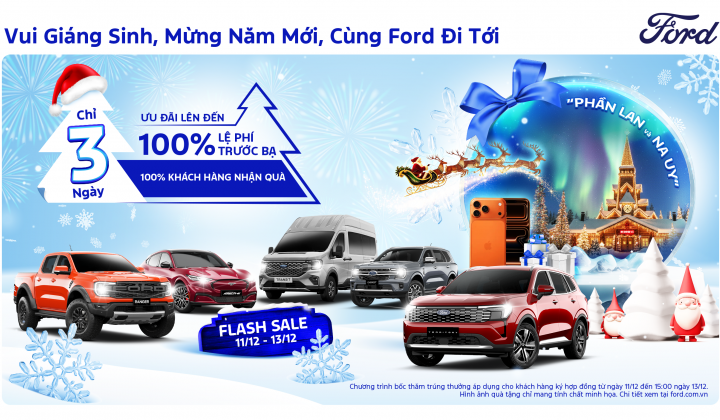 Ford Việt Nam triển khai ưu đãi cuối năm, hỗ trợ 100% lệ phí trước bạ