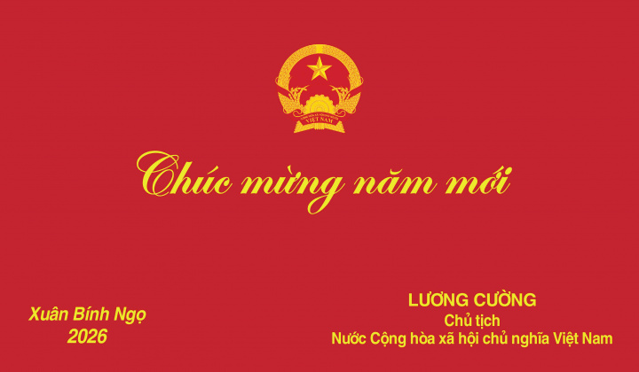 Chủ tịch nước Lương Cường gửi thiếp chúc mừng năm mới 2026