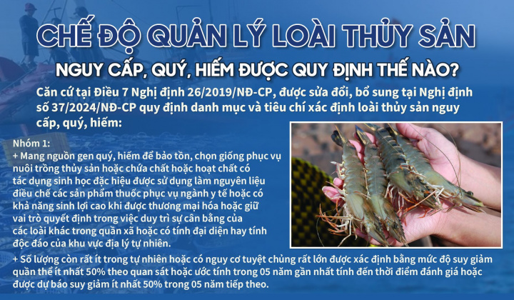 Chế độ quản lý loài thủy sản nguy cấp, quý, hiếm được quy định như thế nào?