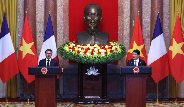 Chủ tịch nước Lương Cường và Tổng thống Pháp gặp gỡ báo chí