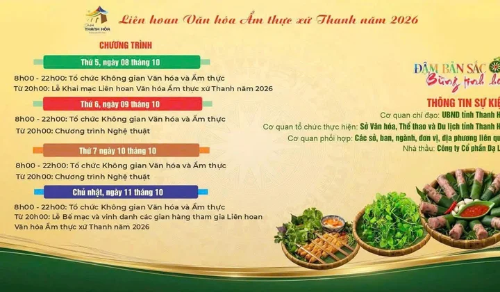 Liên hoan Văn hóa Ẩm thực Xứ Thanh 2026: Đậm bản sắc, bừng tinh hoa