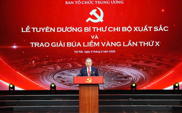 Phát biểu của Tổng Bí thư Tô Lâm tại lễ tuyên dương Bí thư chi bộ xuất sắc và trao giải Búa liềm Vàng