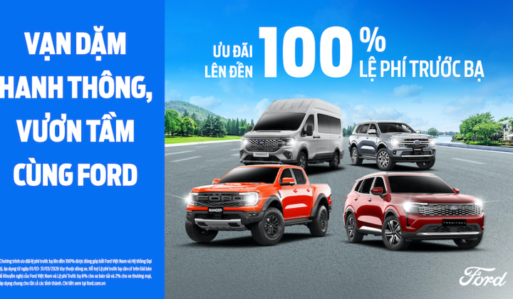 Ford Việt Nam triển khai “Vạn dặm hanh thông”, hỗ trợ tới 100% lệ phí trước bạ