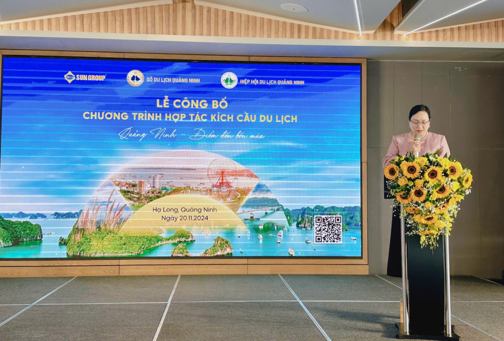 Bà Nguyễn Huyền Anh, Giám đốc Sở Du lịch Quảng Ninh phát biểu tại chương trình.