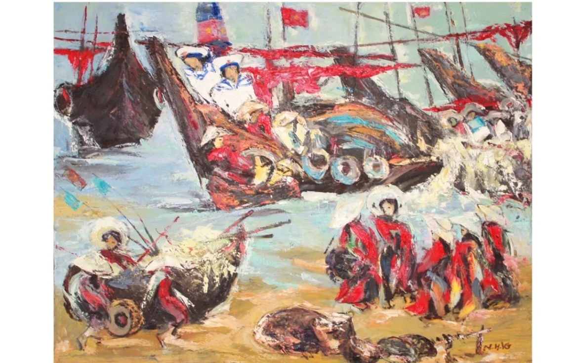 Tác phẩm: Mũi sóng – Trưng bày tại Triển lãm Bắc miền Trung năm 2015.