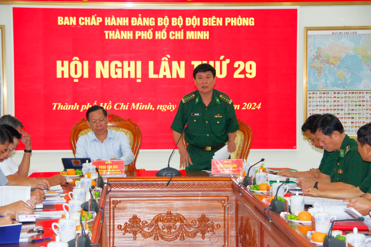 Đại tá Trần Thanh Đức Chỉ huy Trưởng BĐBP TP HCM phát biểu
