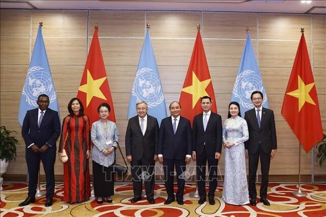 Chủ tịch nước Nguyễn Xuân Phúc và Tổng Thư ký LHQ Antonio Guterres chủ trì Lễ kỉ niệm 45 năm Việt Nam gia nhập LHQ - Ảnh 3. Chủ tịch nước Nguyễn Xuân Phúc và Tổng Thư ký LHQ Antonio Guterres chủ trì Lễ kỉ niệm 45 năm Việt Nam gia nhập LHQ - Ảnh 3.