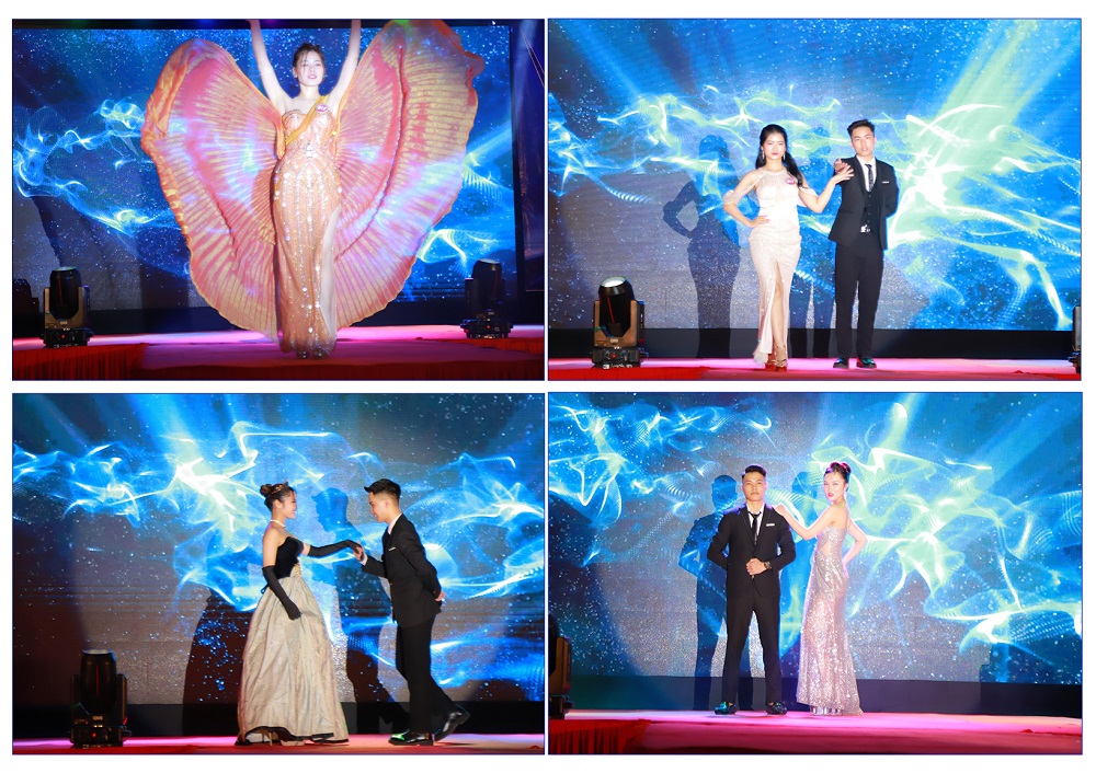 Phần biểu diễn của các nữ sinh HCCT với trang phục áo dạ hội