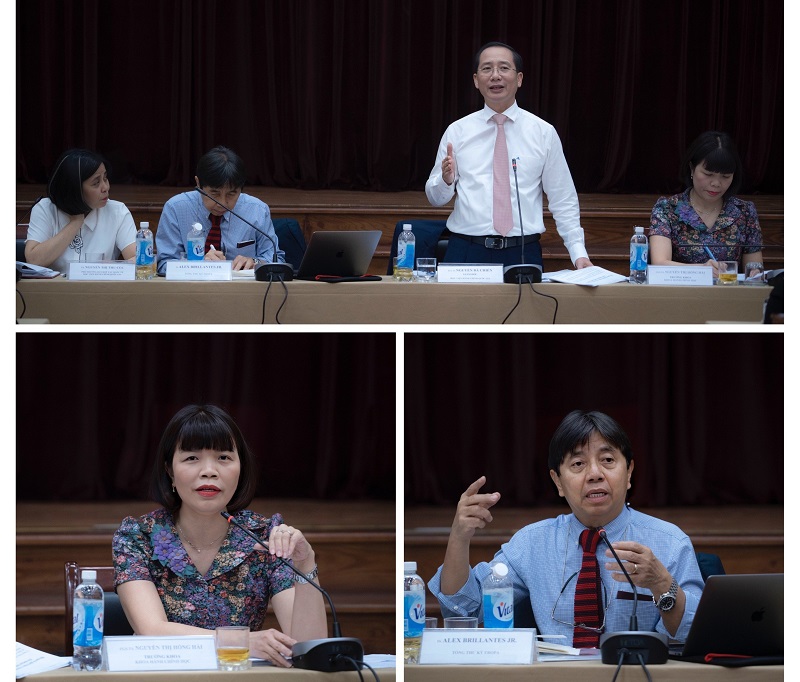 TS. Alex Brillantes, PGS.TS. Nguyễn Bá Chiến và PGS.TS. Nguyễn Thị Hồng Hải đồng chủ trì Tọa đàm.