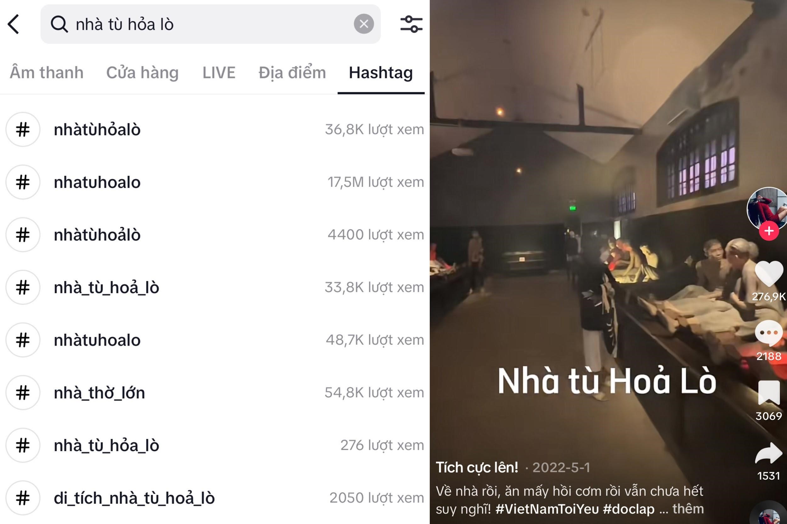 Đi thăm Nhà tù Hoả Lò trở thành "trend" Tiktok qua review (ảnh: chụp màn hình tiktok)