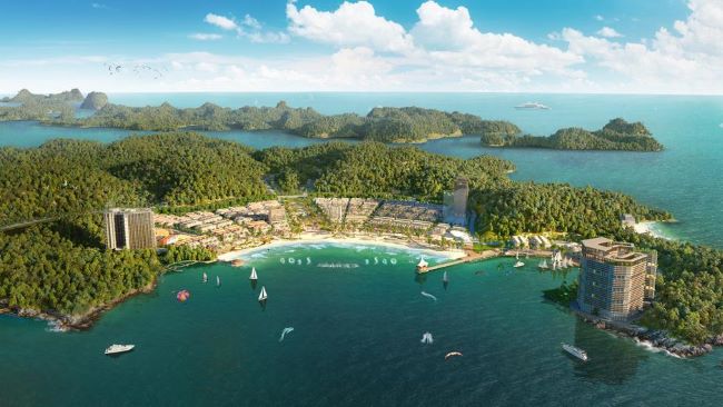 Dự án Thành phố Vịnh trung tâm Xanh Island nổi bật giữa vịnh di sản (Ảnh: Sun Property)