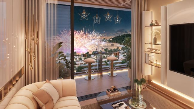 Góc ban công căn hộ khoáng đạt với tầm nhìn rộng mở (Ảnh: Sun Property)